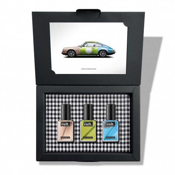 Nagellack-Set "Highway Girl" Saharabeige, Goldgrün und Kristallblau by Cult Car Colors