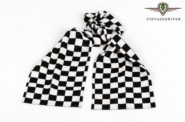 Seidenschal Zielflagge chequered Flag schwarz weiß kariert
