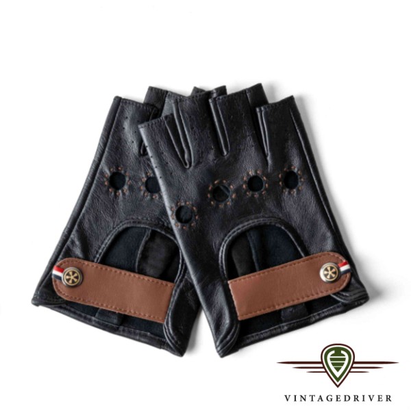 schwarze Halbfinger-Autohandschuhe von Roadr gloves black