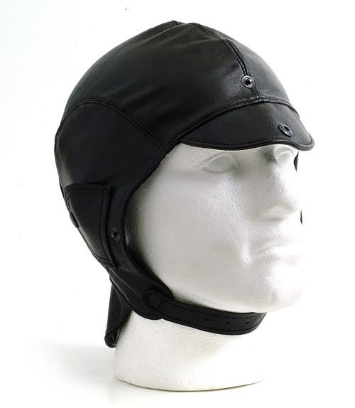 Fliegermütze aus Leder in schwarz