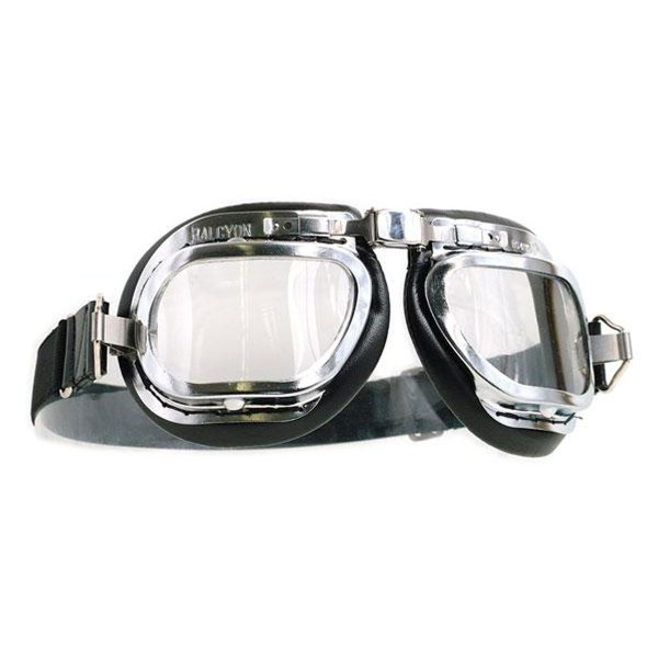 Halycon Mark 46 Leder Fahrerbrille für offene Helme schwarz